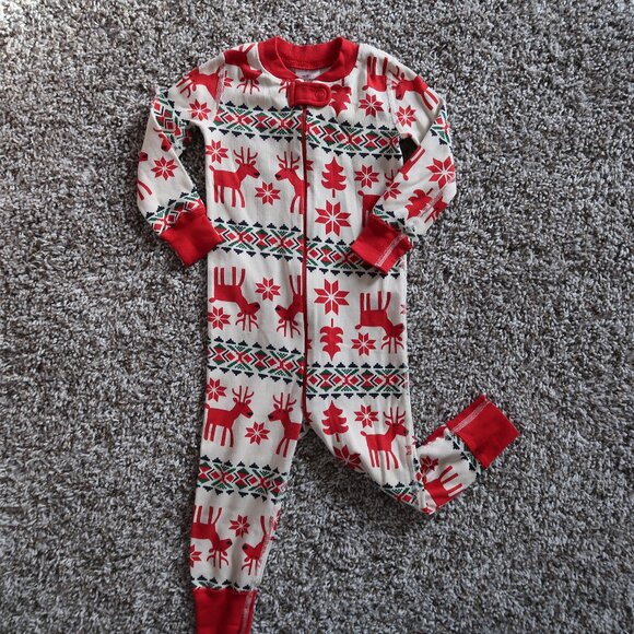 Hanna Andersson Organic Cotton Dear Deer Holiday Christmas Pj's Zip 18-24M - Picture 2 of 5